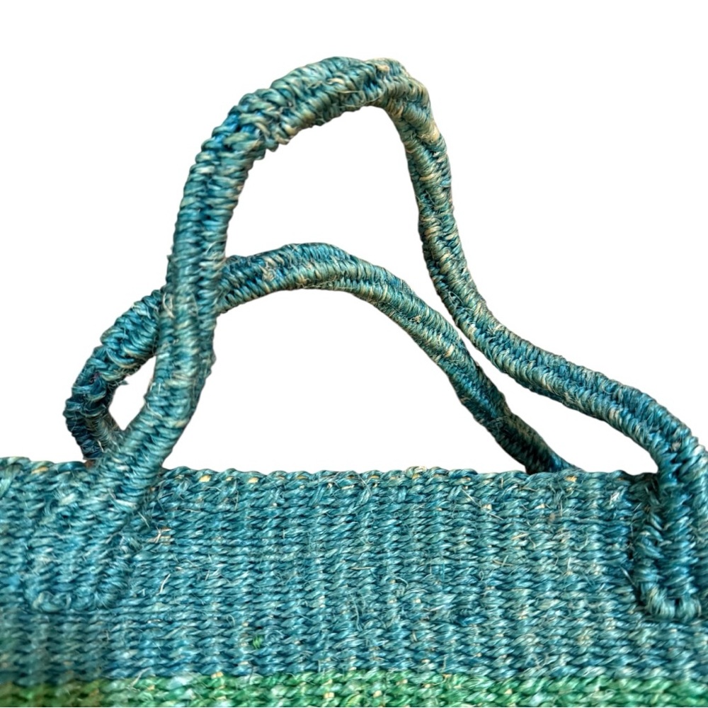 Striped Straw Rope Handle Market Tote Bag - Picture 4 of 7